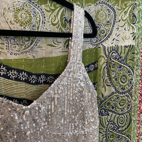 NWT Zara Trafaluc Silver Sequin Midi Dress Size Medium - Picture 9 of 16